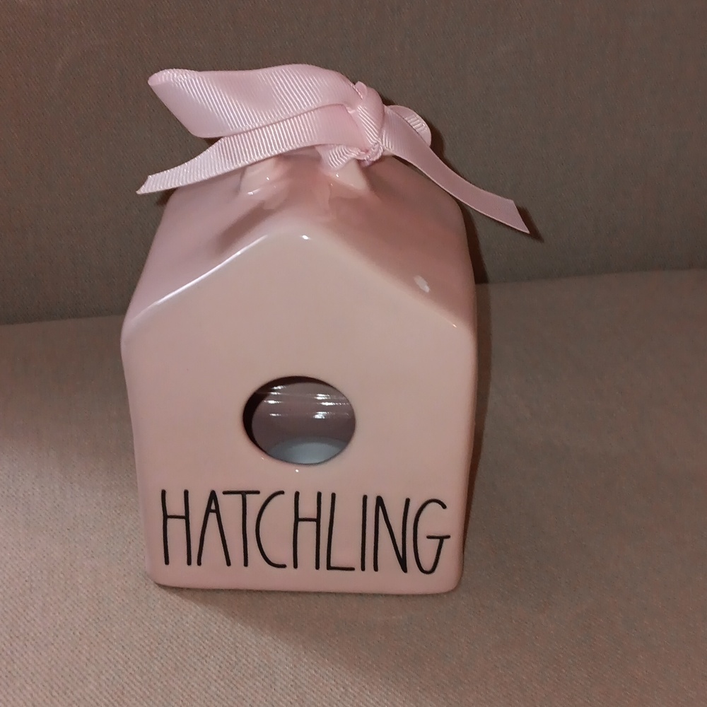 Rae Dunn pink ceramic Hatchling birdhouse